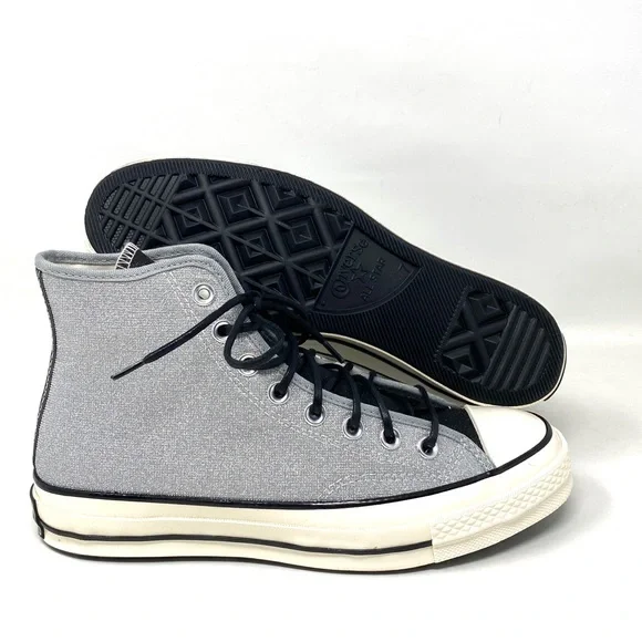 Converse Chuck 70 Sneakers High Top Silver Black Casual Skate Women Size 572038C - Picture 3 of 8